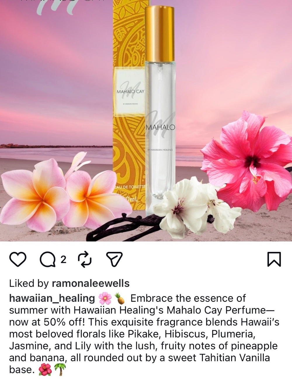 Mahalo Clay Perfume - Clear Glass with Gold Cap